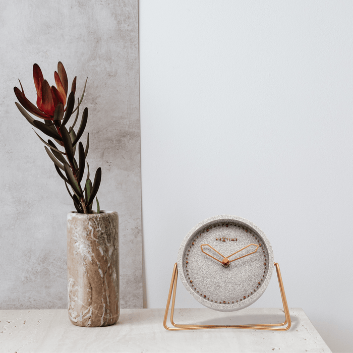 NeXtime - NeXtime - Tafelklok - 17.5x15.5x5cm - Polyresin- Grijs -