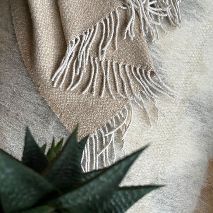 Malagoon Beige Structure Recycled Wool Plaid 125 x 150 cm