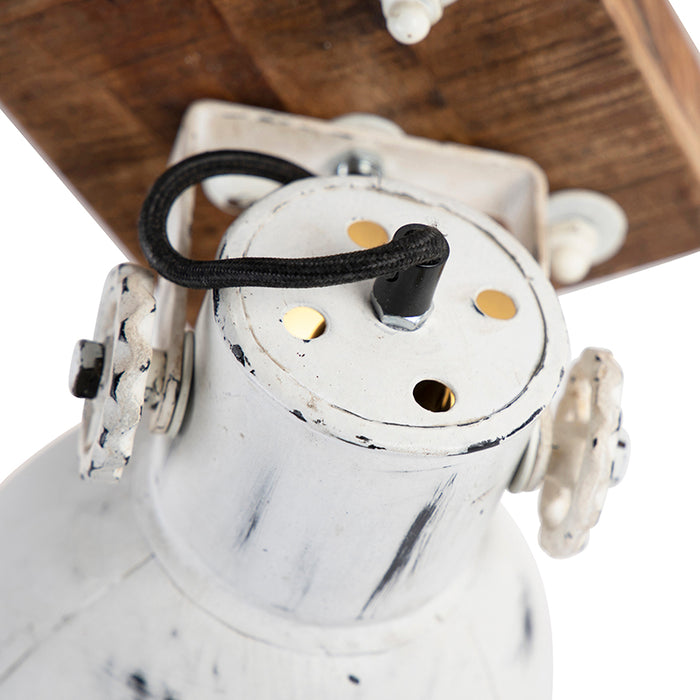 QAZQA Industriële spot wit met mango hout 18 cm - Mangoes