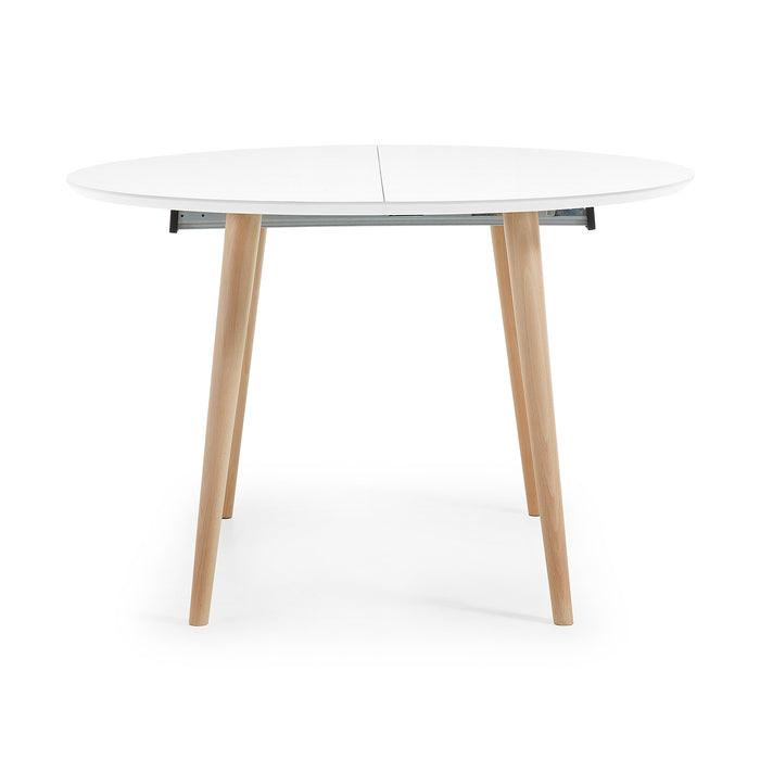 Kave Home Oqui Eettafel Uitschuifbaar Rond - 120/200 x 120 cm - Wit