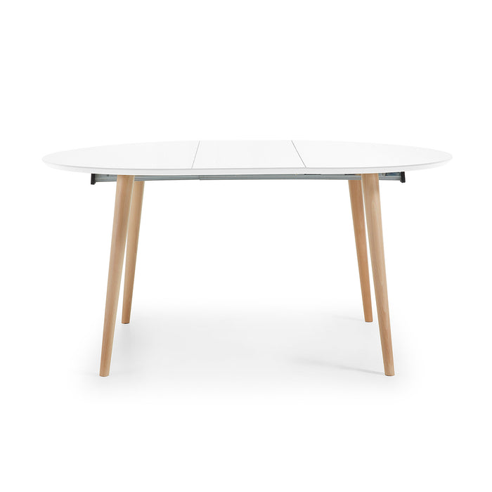 Kave Home Oqui Eettafel Uitschuifbaar Rond - 120/200 x 120 cm - Wit