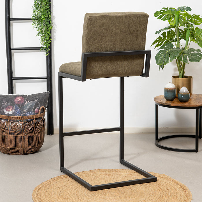 Bronx71 Industriële barkruk Diamond olijfgroen eco-leer 79 cm