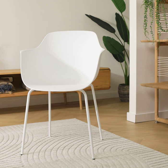 Nolon Nora-Puk Eetkamerstoel Wit - met Armleuning - Wit Onderstel