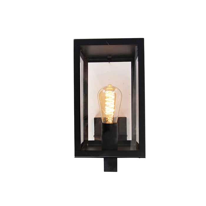 QAZQA Moderne buiten wandlamp zwart met glas 30 cm - Rotterdam