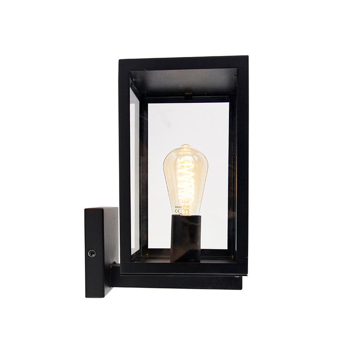 QAZQA Moderne buiten wandlamp zwart met glas 30 cm - Rotterdam