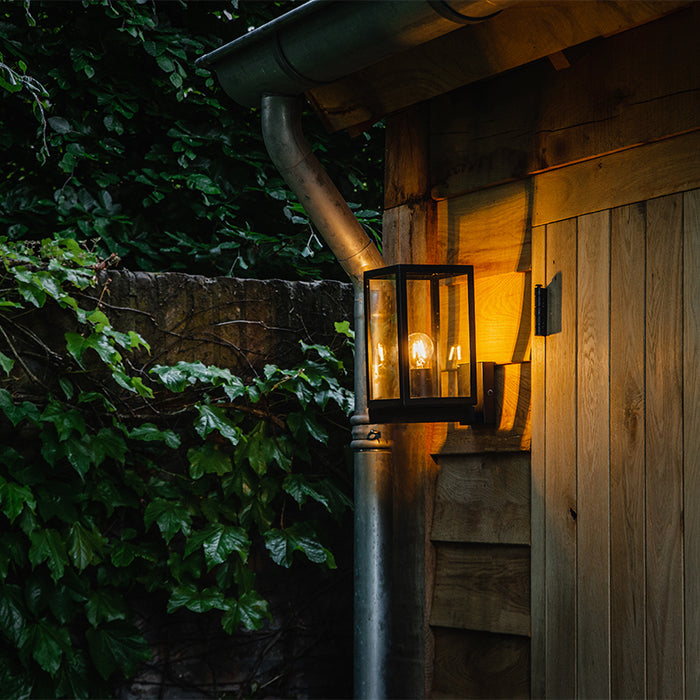 QAZQA Moderne buiten wandlamp zwart met glas 30 cm - Rotterdam