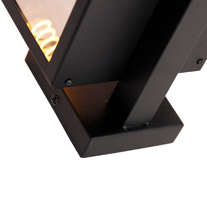 QAZQA Moderne buiten wandlamp zwart met glas 30 cm - Rotterdam