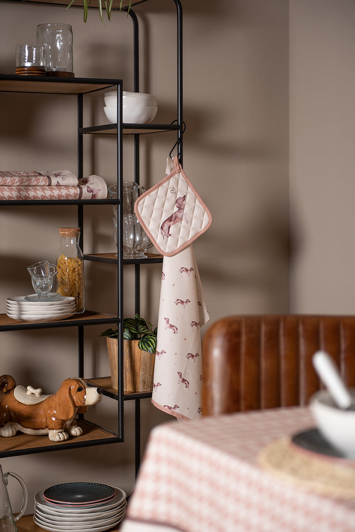 Clayre & Eef Theedoek  50x70 cm Beige Katoen Rechthoek Teckel