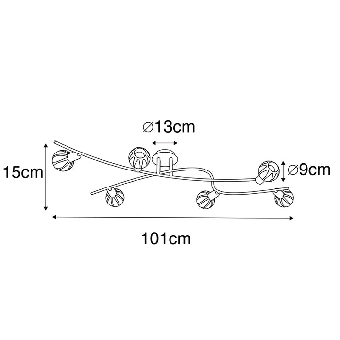 QAZQA Plafondlamp melone - Zwart - Modern - L 1010mm