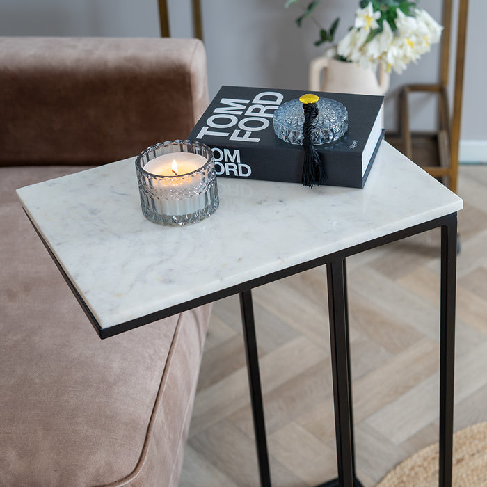 Bronx71 Laptoptafel marmer Zoey wit 70 cm