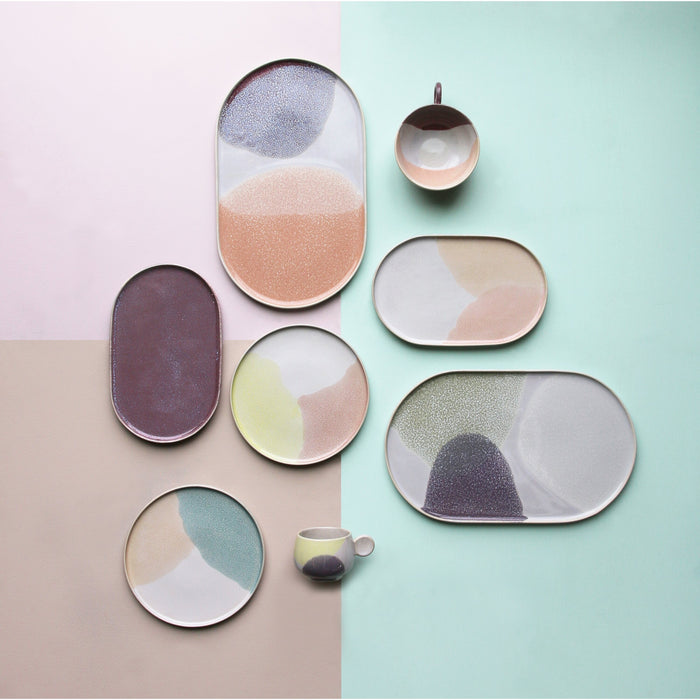 HKliving Gallery Dinerbord Set van 2 - 20 x 33 cm - Roze/lila