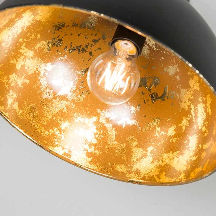 QAZQA Industriële plafondlamp zwart met goud 30 cm - Magna Basic