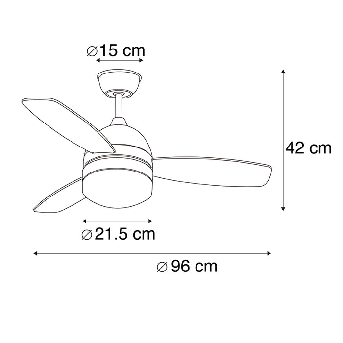 QAZQA Plafondventilator messing 96cm met afstandsbediening - Rotar
