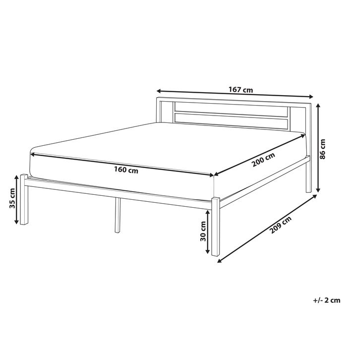 Beliani - CUSSET - Tweepersoonsbed - Zwart - 160 x 200 cm - Metaal