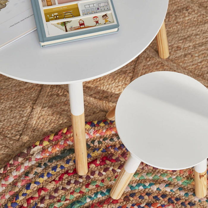 sweeek - Ronde kindertafel en twee krukjes