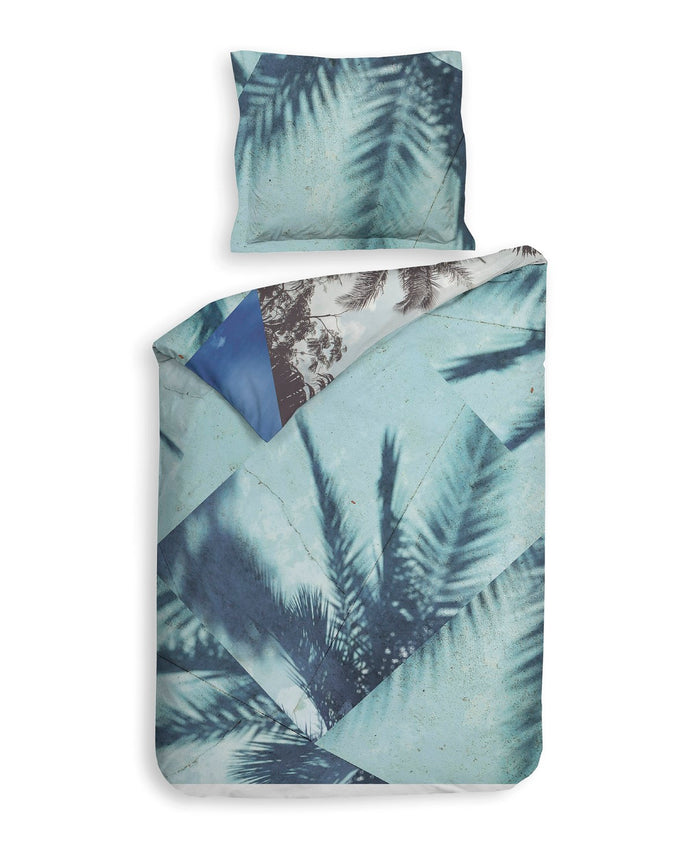 Heckett Lane Dekbedovertrek Katoen Satijn Jaron - palm blue