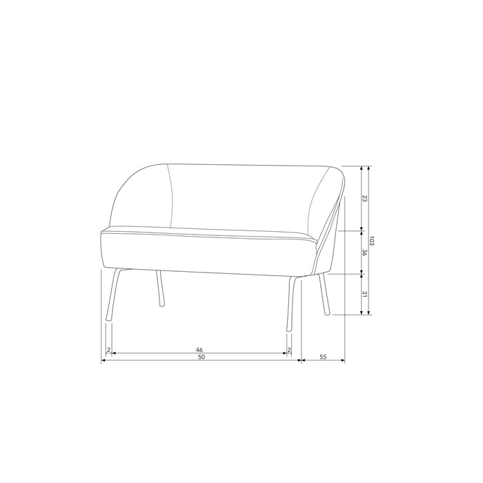 BePureHome Vogue 2-Zits Bankje - Velvet - Zwart - 68x110x65