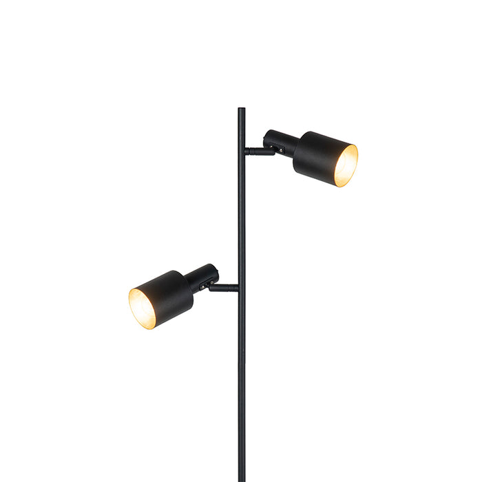 QAZQA Moderne vloerlamp zwart 2-lichts - Stijn