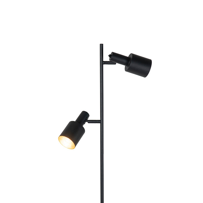 QAZQA Moderne vloerlamp zwart 2-lichts - Stijn