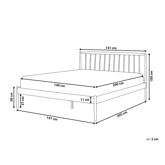 Beliani - MAURS - Tweepersoonsbed - Wit|Bruin - 140 x 200 cm - Metaal