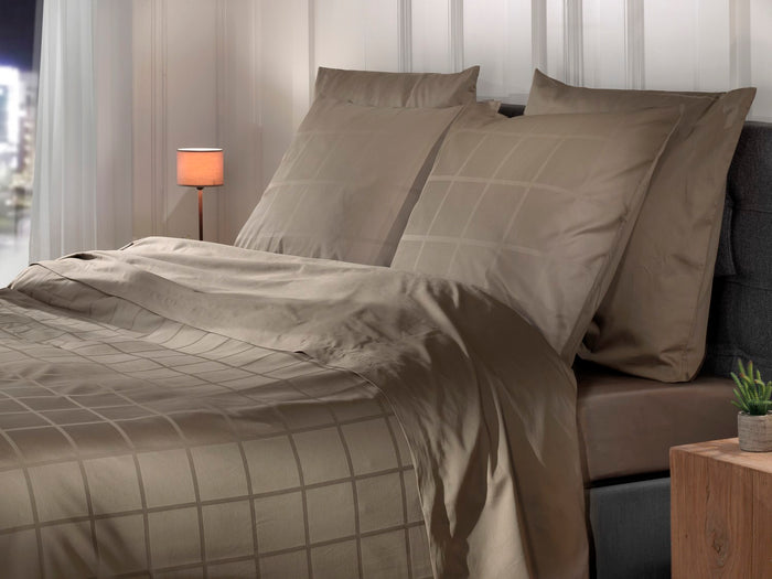 Heckett Lane Dekbedovertrek Katoen Satijn Diamant - taupe grey