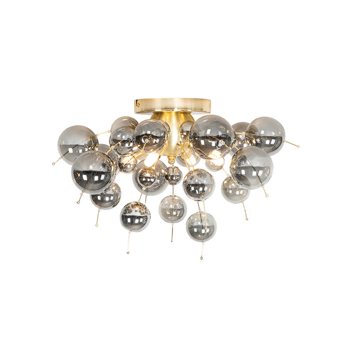 QAZQA Design plafondlamp messing met smoke glas 4-lichts - Explode