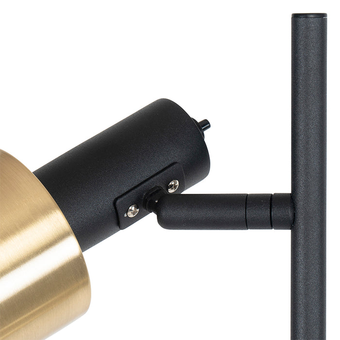 QAZQA Design vloerlamp zwart met goud 2-lichts - Stijn