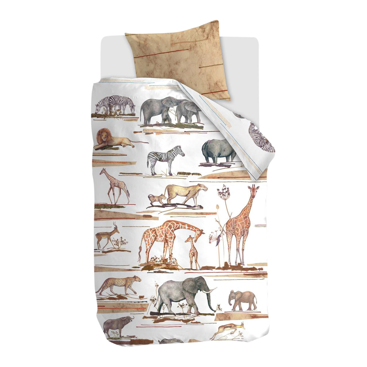 HANNEKEJAG Kids Big Five Dekbedovertrek 140 x 200/220 cm - Naturel