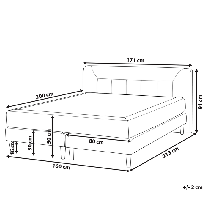 Beliani-MARQUISE -Tweepersoons boxspring-Beige-160 x 200 cm-Fluweel
