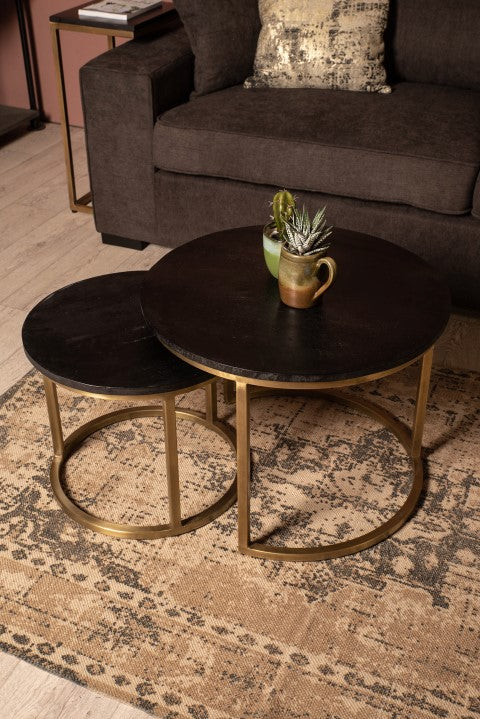 HSM - Ronde Salontafel Finnley - Ø60 cm - Black Wash|antique Gold -