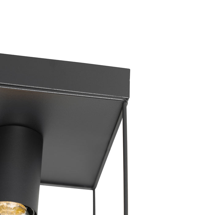 QAZQA Minimalistische plafondlamp zwart 2-lichts - Kodi