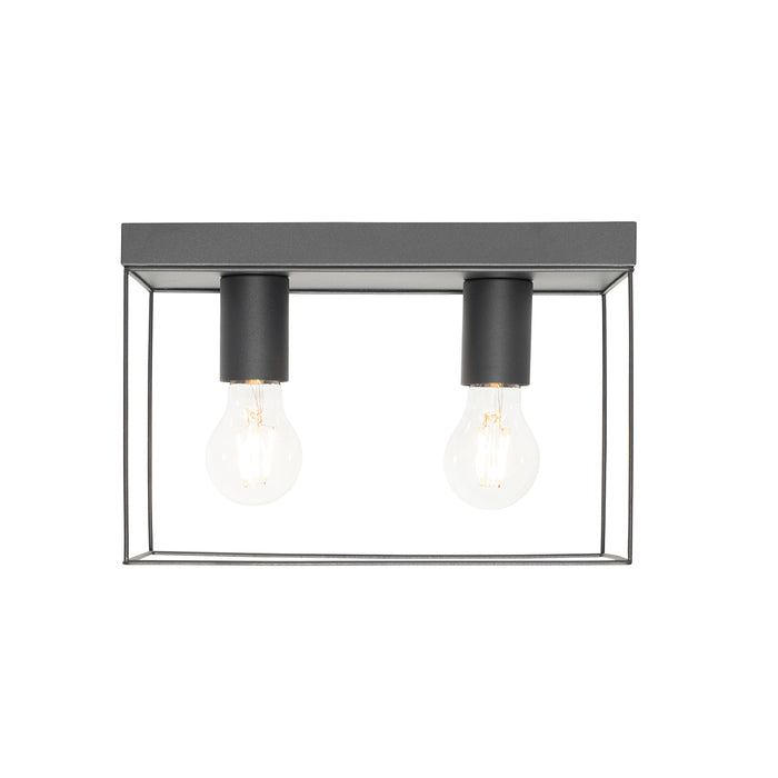 QAZQA Minimalistische plafondlamp zwart 2-lichts - Kodi