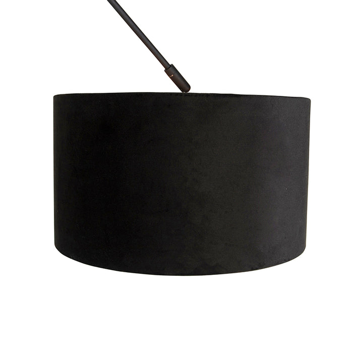 QAZQA Hanglamp zwart met velours kap zwart met goud 35 cm - Blitz