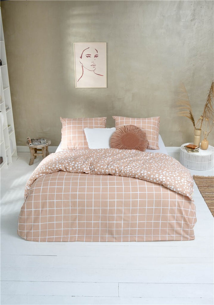 Walra - Dekbedovertrek Remade Dots & Squares - 240x220 - Terra