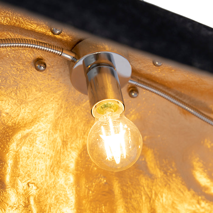 QAZQA Industriële hanglamp zwart met goud 115 cm - Magna