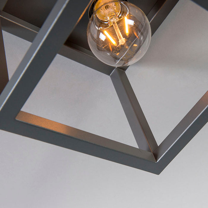 QAZQA Industriële plafondlamp donkergrijs - Cage