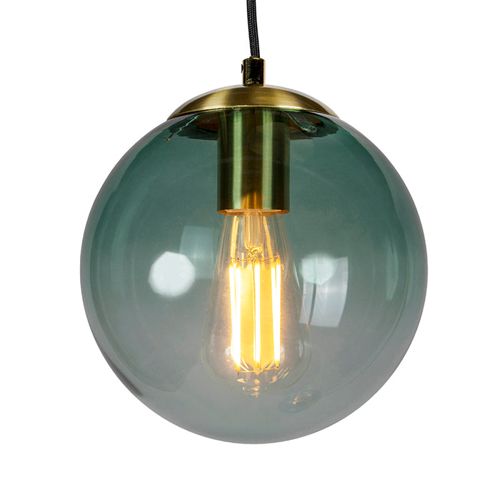 QAZQA Art deco hanglamp messing met blauwe glazen - Pallon