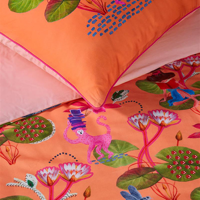 OILILY KIDS Reading Monkey Kinderdekbedovertrek 100 x 135 cm - Oranje