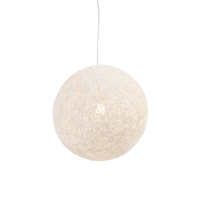 QAZQA Landelijke hanglamp wit bol 35cm - Corda