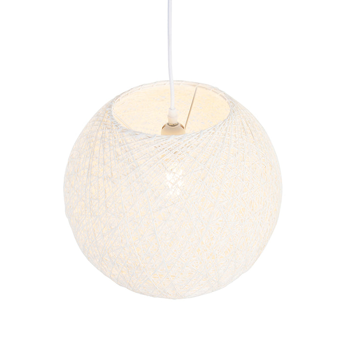 QAZQA Landelijke hanglamp wit bol 35cm - Corda