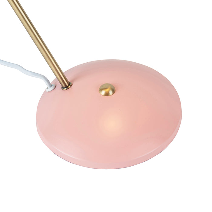 QAZQA Retro tafellamp roze met brons - Milou