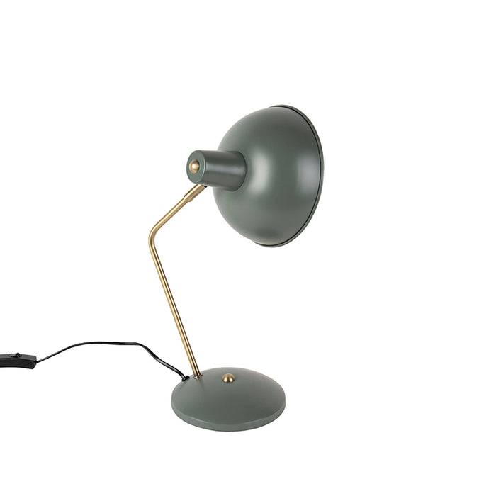 QAZQA Retro tafellamp groen met brons - Milou