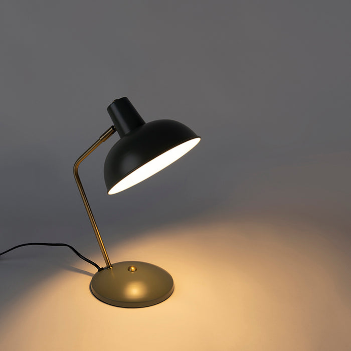 QAZQA Retro tafellamp groen met brons - Milou