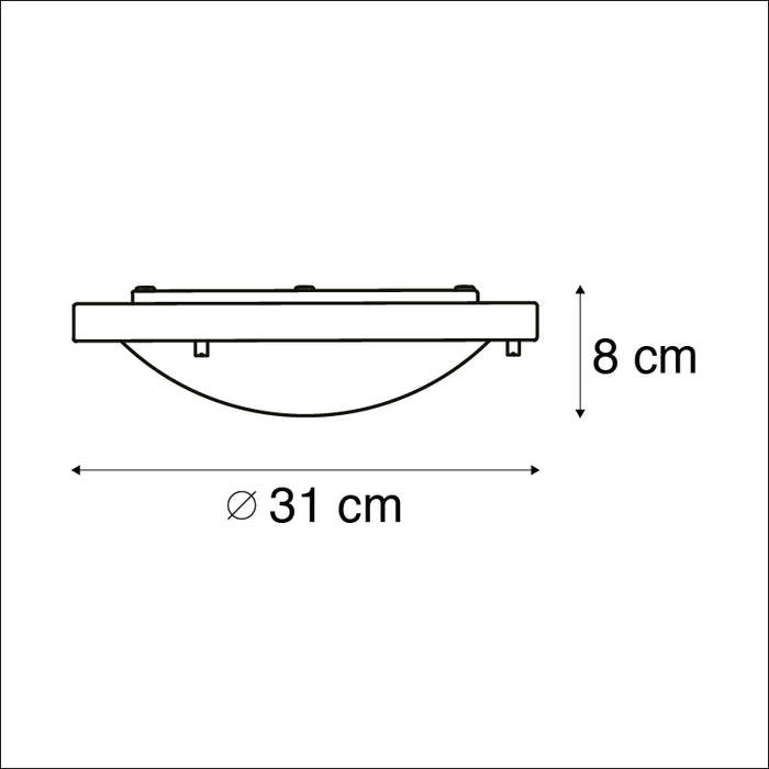 QAZQA Moderne plafonnière zwart 31 cm IP44 - Yuma