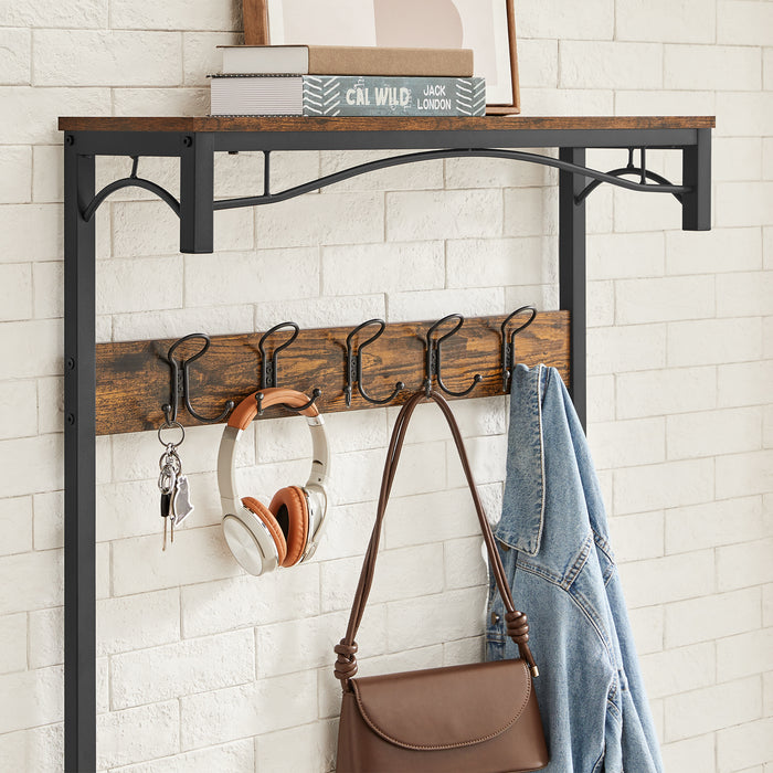 O'DADDY® kapstok staand - schoenenrek - 15 haken - 80x32x178,5 - bruin