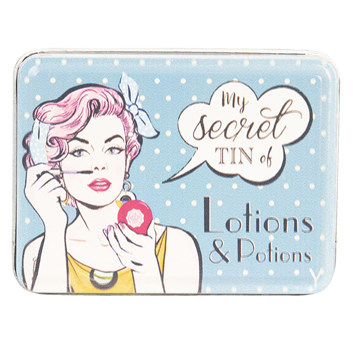 Clayre & Eef Blikken Bewaardoos  11x8x4 cm Zilverkleurig blauw Metaal