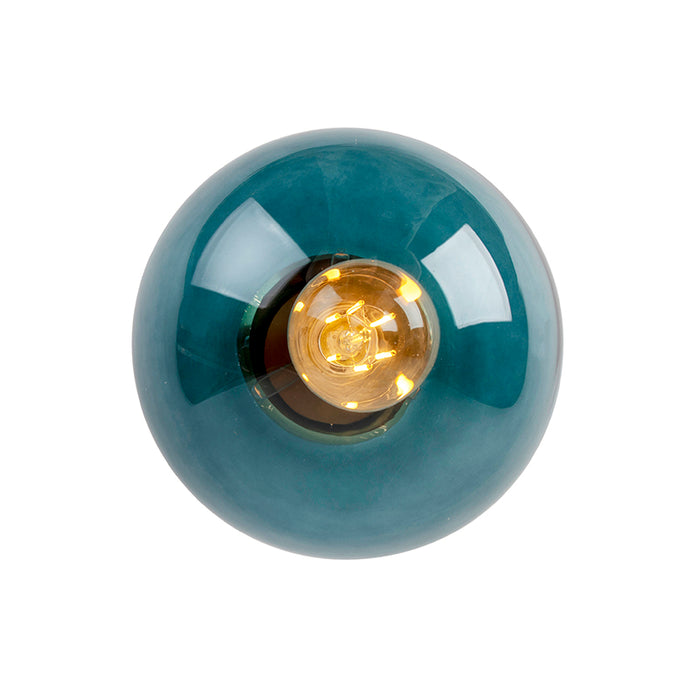 QAZQA Art deco plafondlamp messing met oceaanblauw glas - Pallon