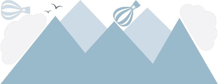 Daring Walls Muursticker Bergen en luchtballonnen blue