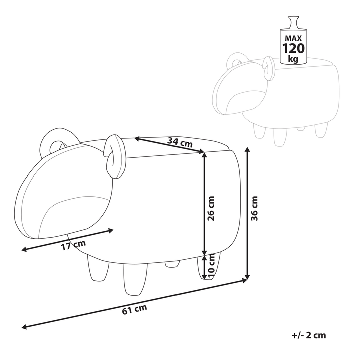 Beliani - LAMB - Hocker - Wit - Polyester