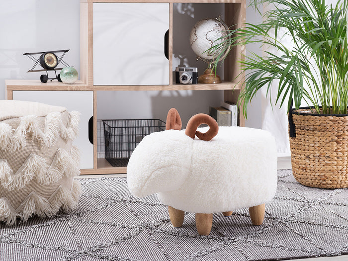 Beliani - LAMB - Hocker - Wit - Polyester